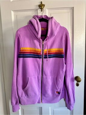 Aviator Nation 5 Stripe Hoodie - Neon Purple